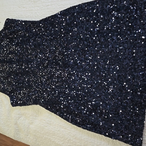 Badgley Mischka Sequin Cocktail Dress Navy Womens Size 14 - Picture 10 of 10